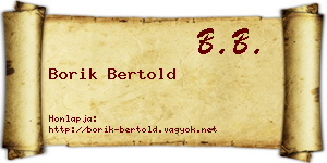 Borik Bertold névjegykártya